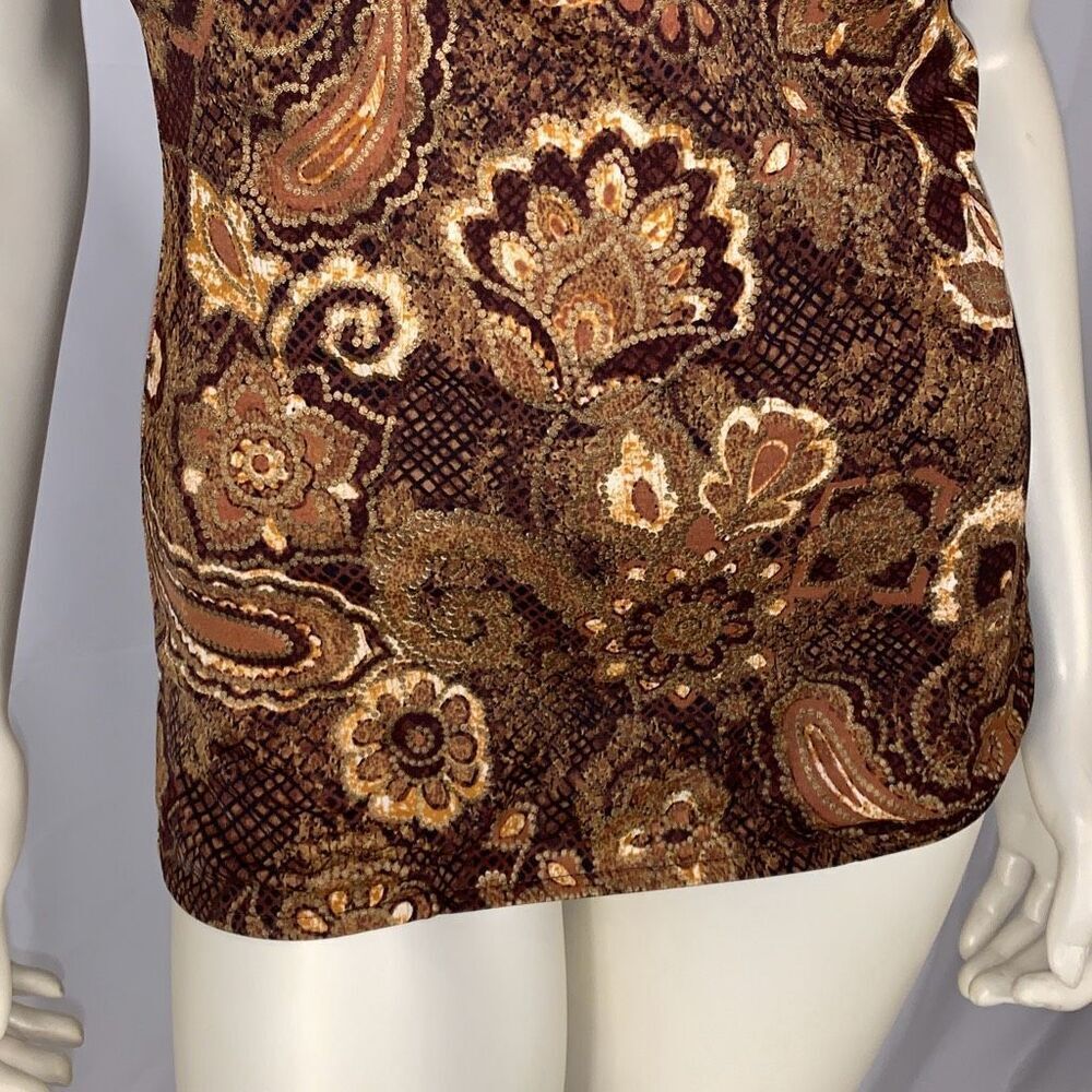 Vintage Maxine Women's Paisley Sleeveless Print Swimsuit Brown Gold Size 14 - Picture 11 of 16